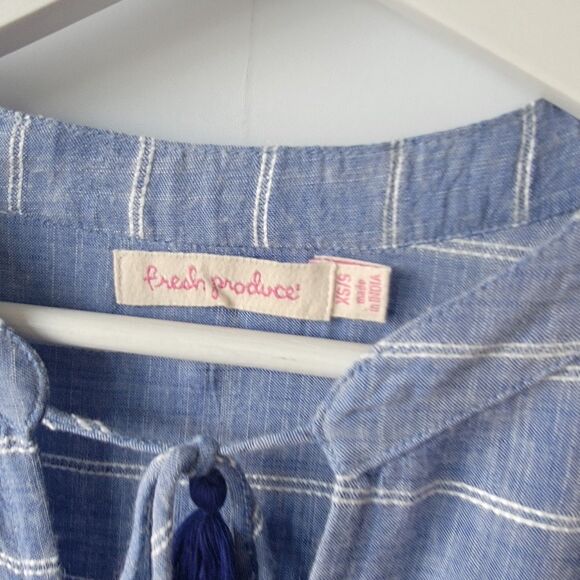 Fresh Produce Womens Striped Tunic Top Swim Cover Up sz xs/s B Boho Resort wear - Picture 6 of 8